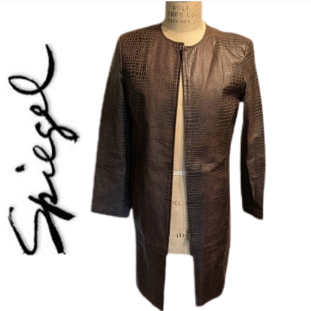 Spiegel Brown Croc Leather Coat